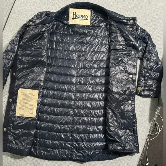 HERNO Ultralight Goose Down Rossella Jacket Navy. Sz US 10| $685 Retail - Picture 9 of 16